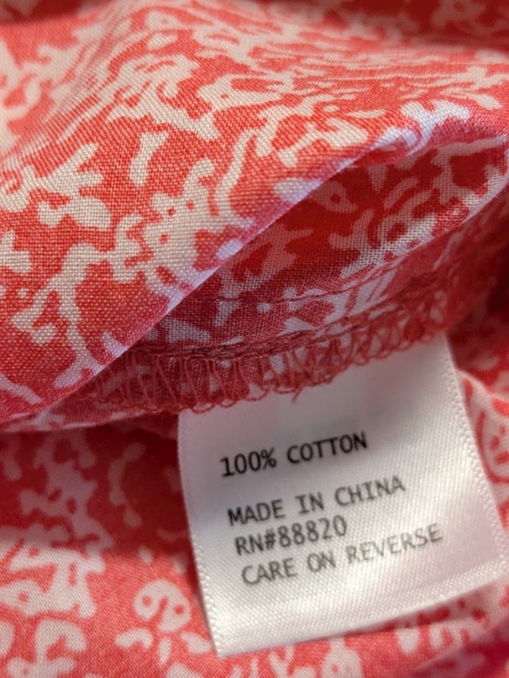 Lucy & Laurel Cotton Popover Blouse, Coral & White, Plus Size 2x - Picture 5 of 7